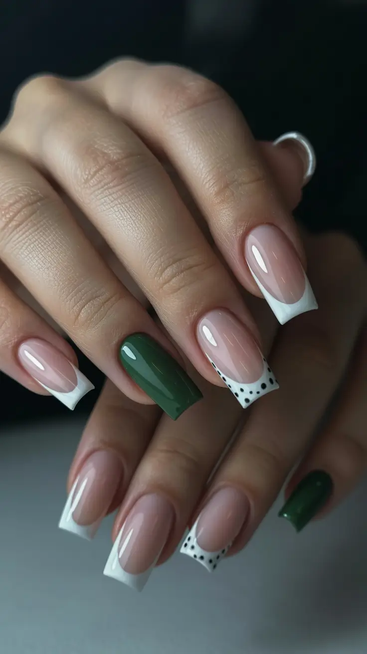 winter gel nails 2025 Modern Forest French