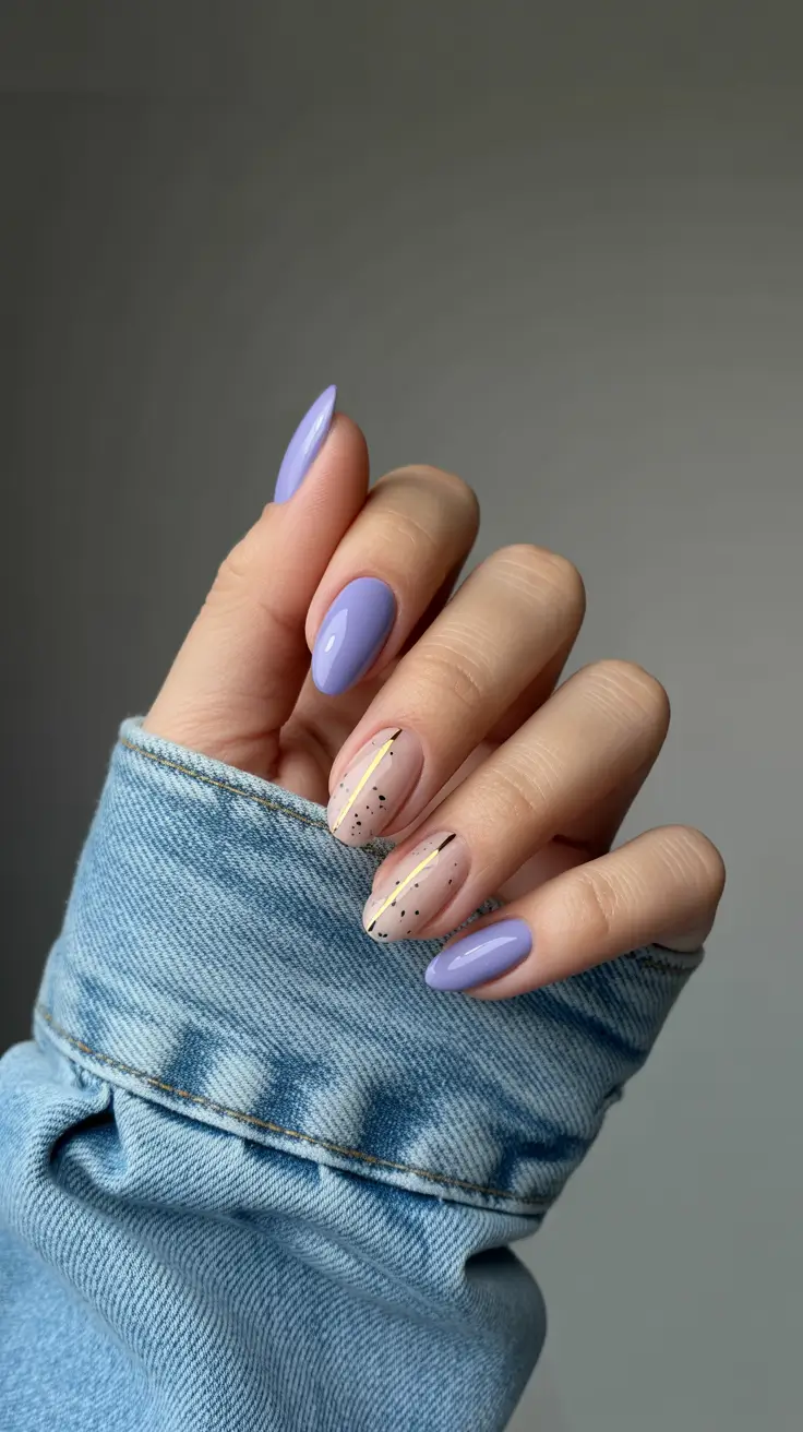 winter gel nails 2025 Lavender Frost