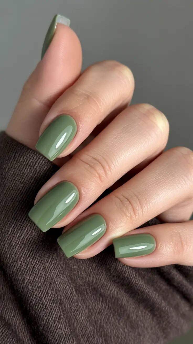 winter gel nails 2025 Olive Calm