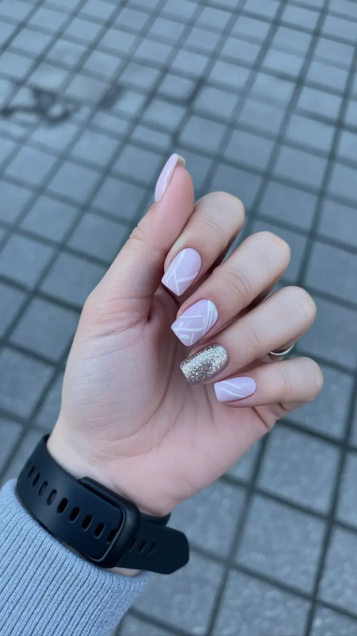 winter gel nails 2025 Frosted Geometry
