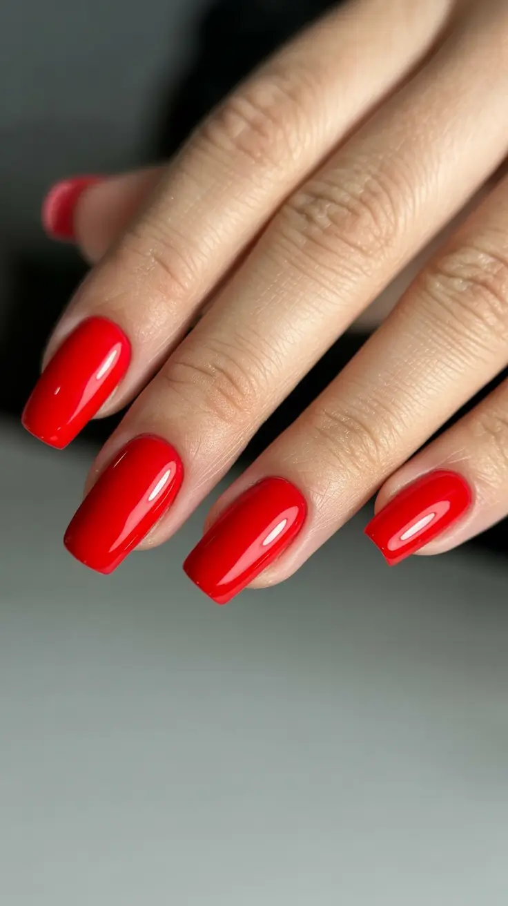 winter gel nails 2025 Fiery Red Charm