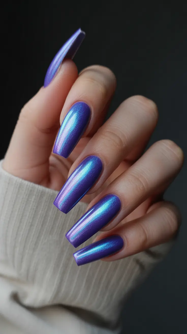 winter gel nails 2025 Electric Violet