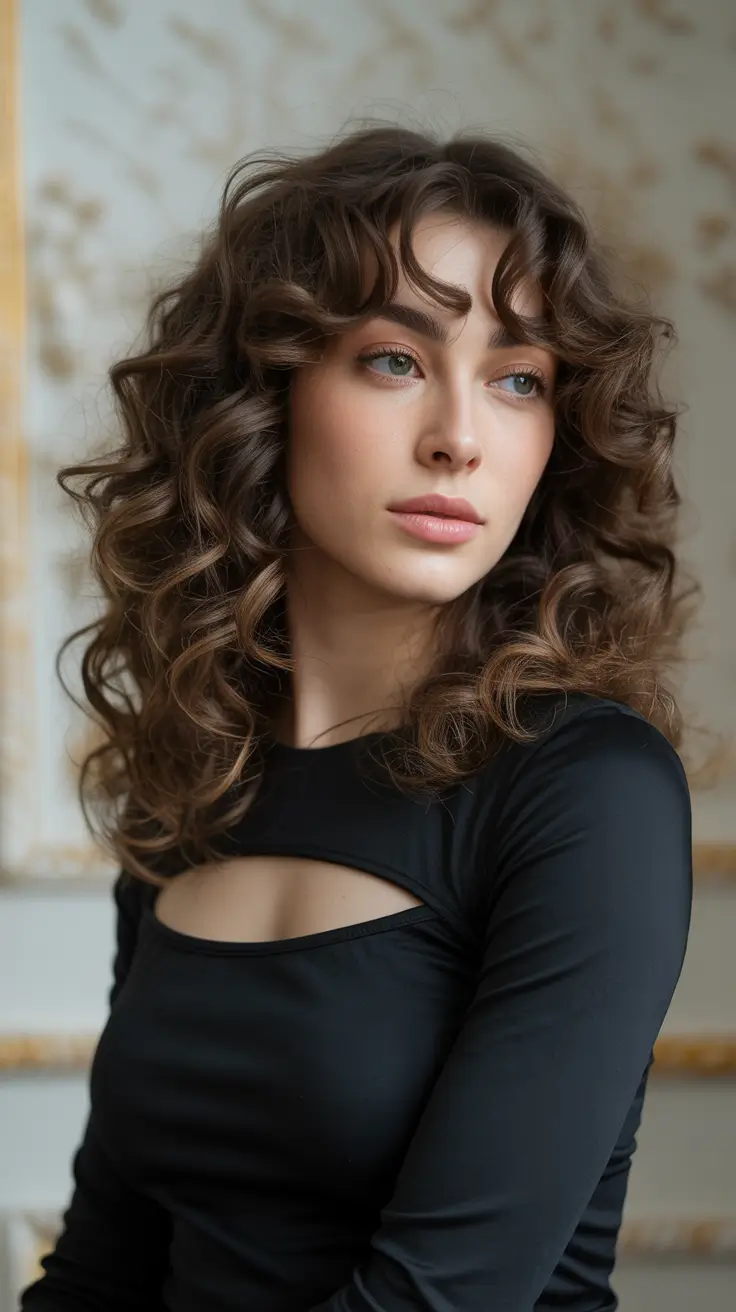 winter hair colors for brunettes Modern Curly Chestnut