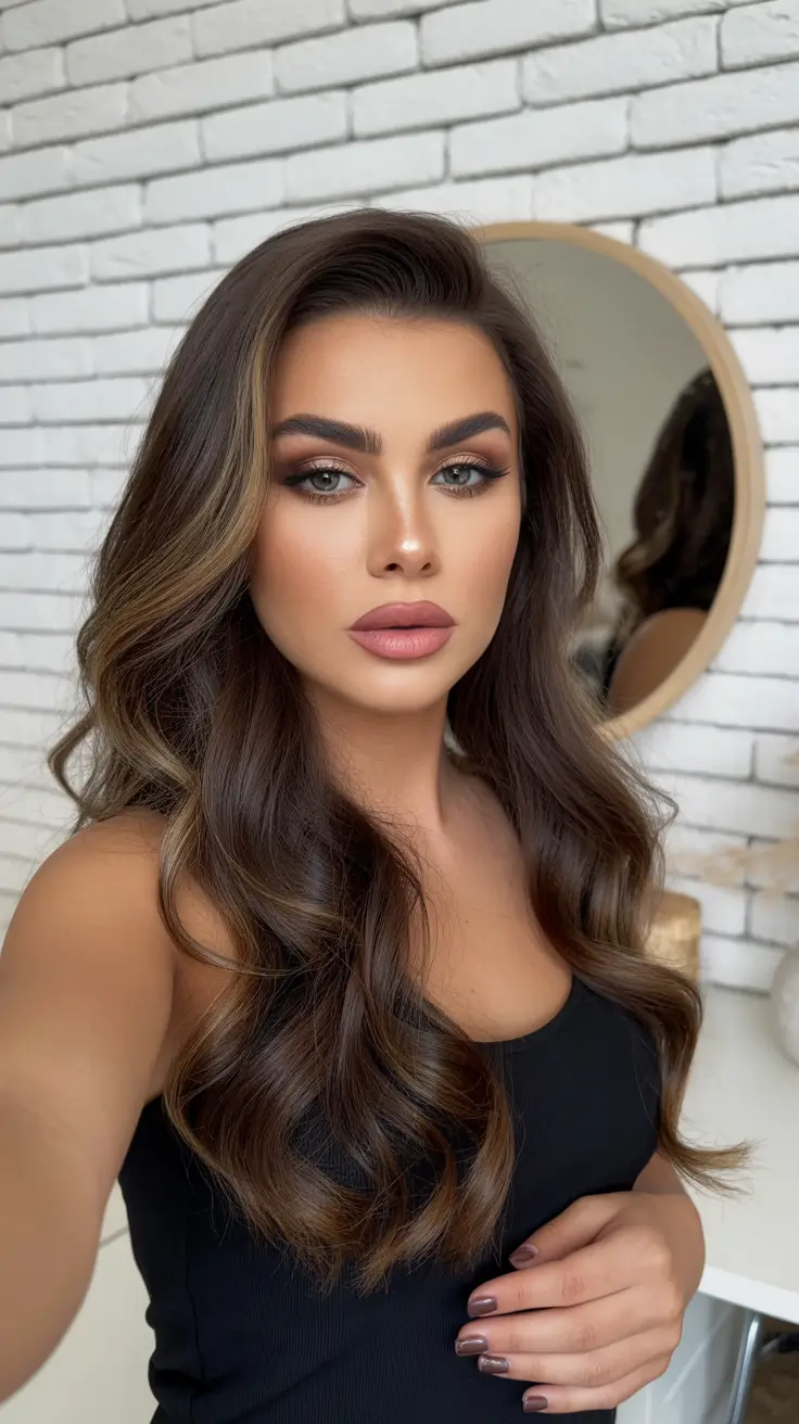 winter hair colors for brunettes Golden Ribbon Brunette