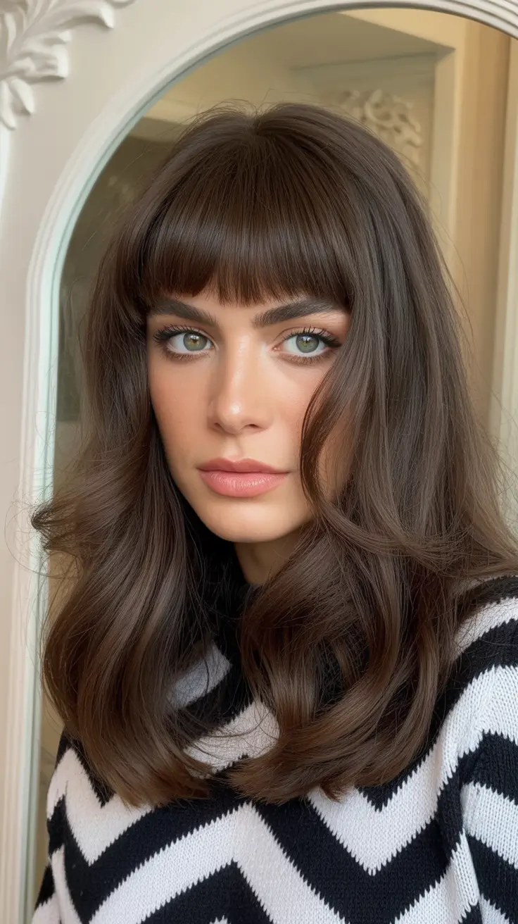 winter hair colors for brunettes French Girl Fringe