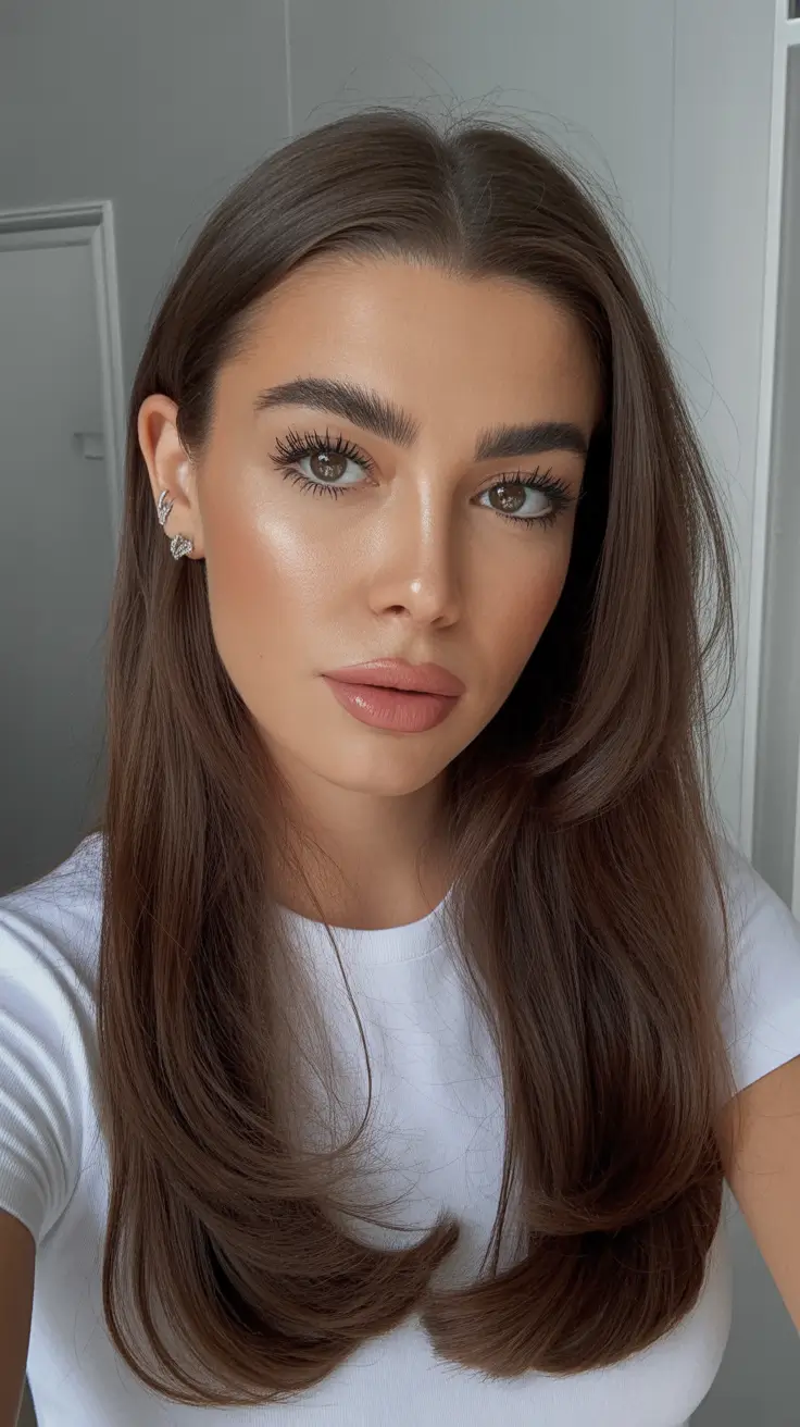 winter hair colors for brunettes Sleek Layers and Shine