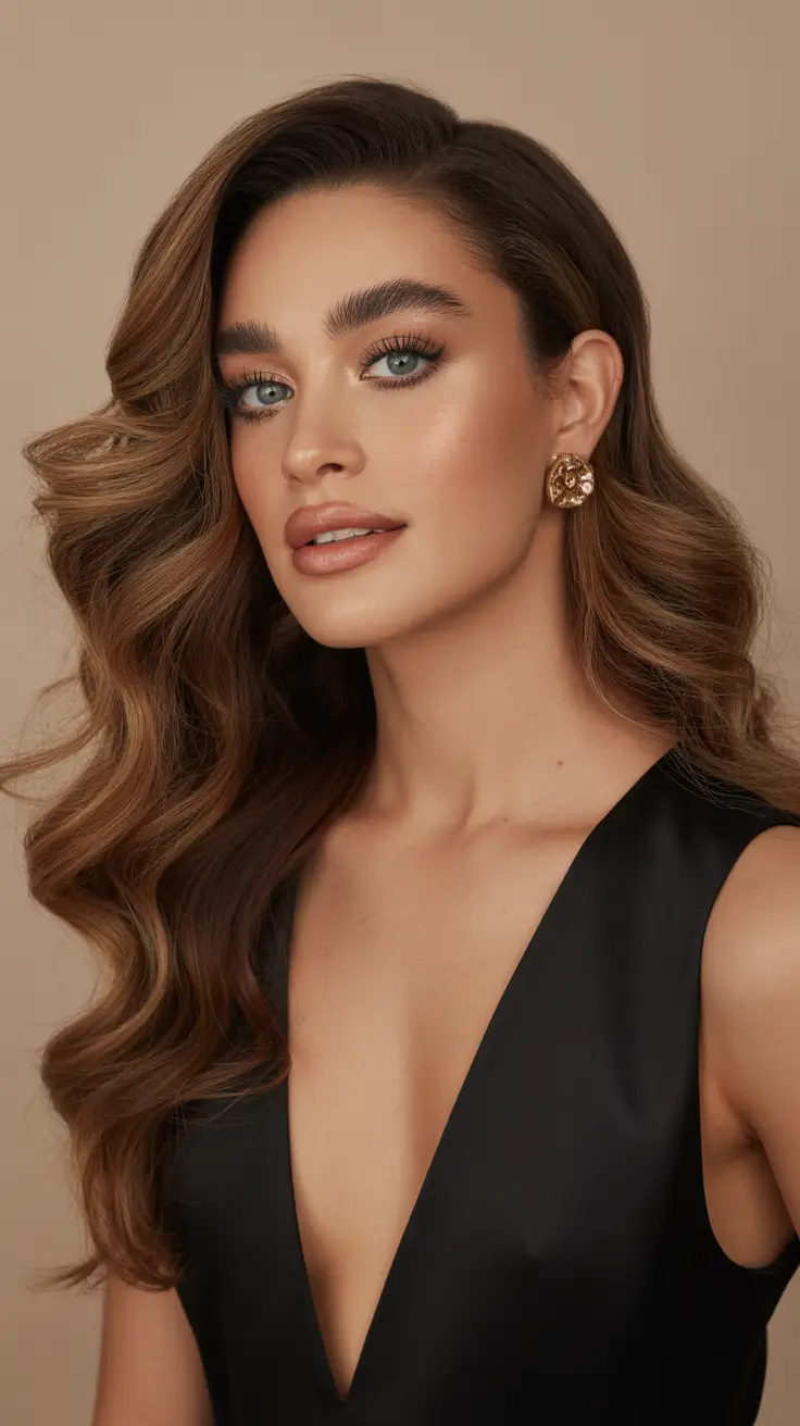 winter hair colors for brunettes Golden Toffee Waves