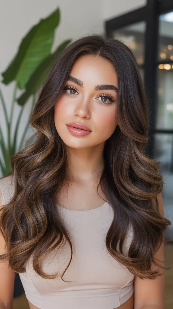 winter hair colors for brunettes Honey-Glazed Brunette