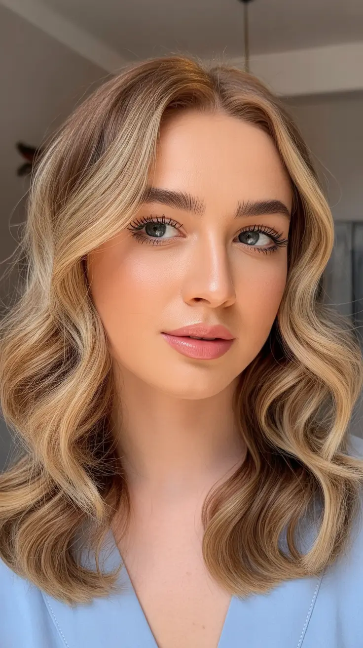 winter hair colors 2025 2026 trends styles Soft Caramel Blonde Glow