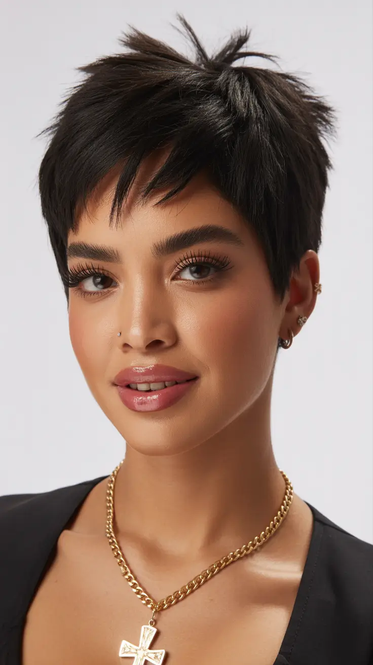 winter haircuts for round faces Textured Pixie Cut with Attitude