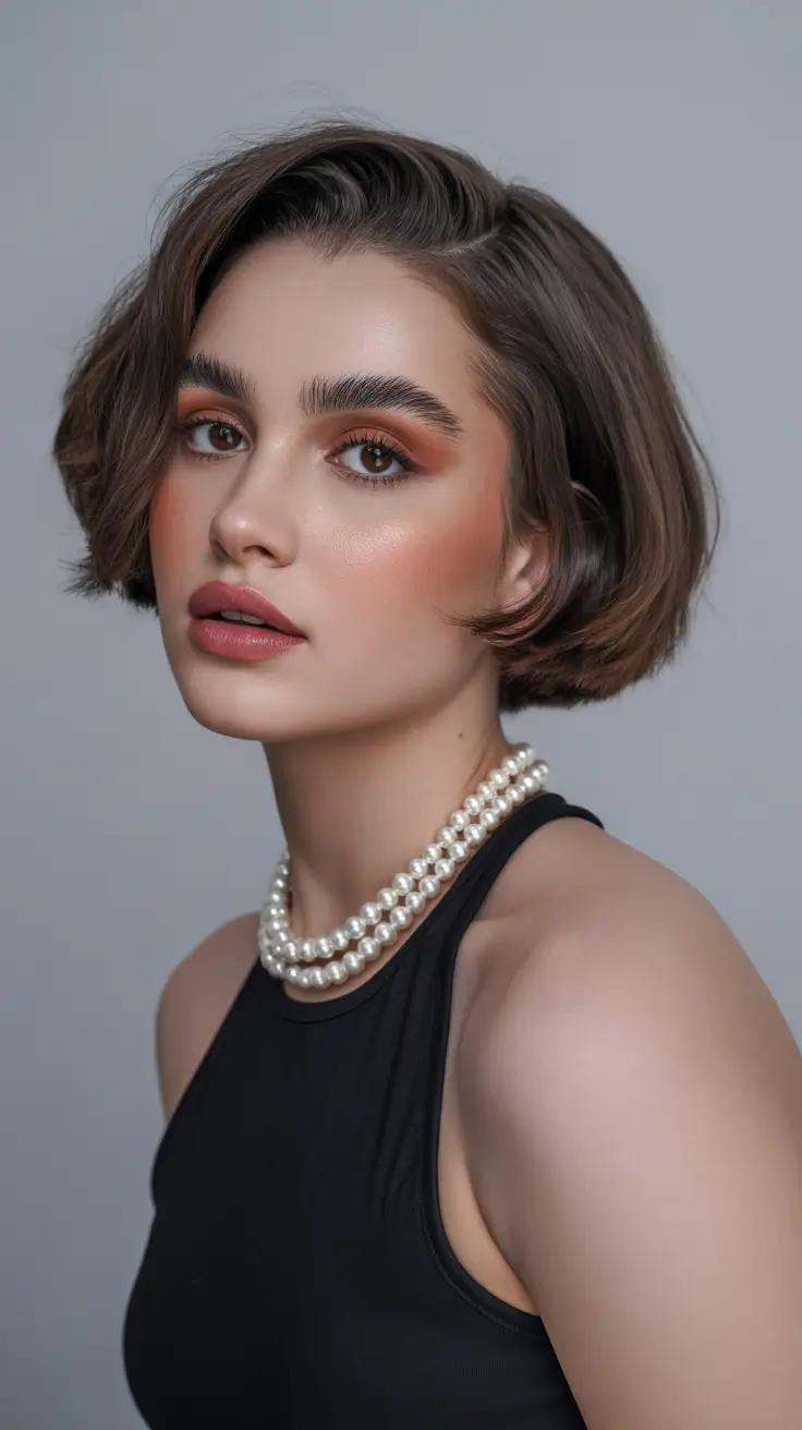 winter haircuts medium round faces Vintage-Inspired Short Bob with Volume
