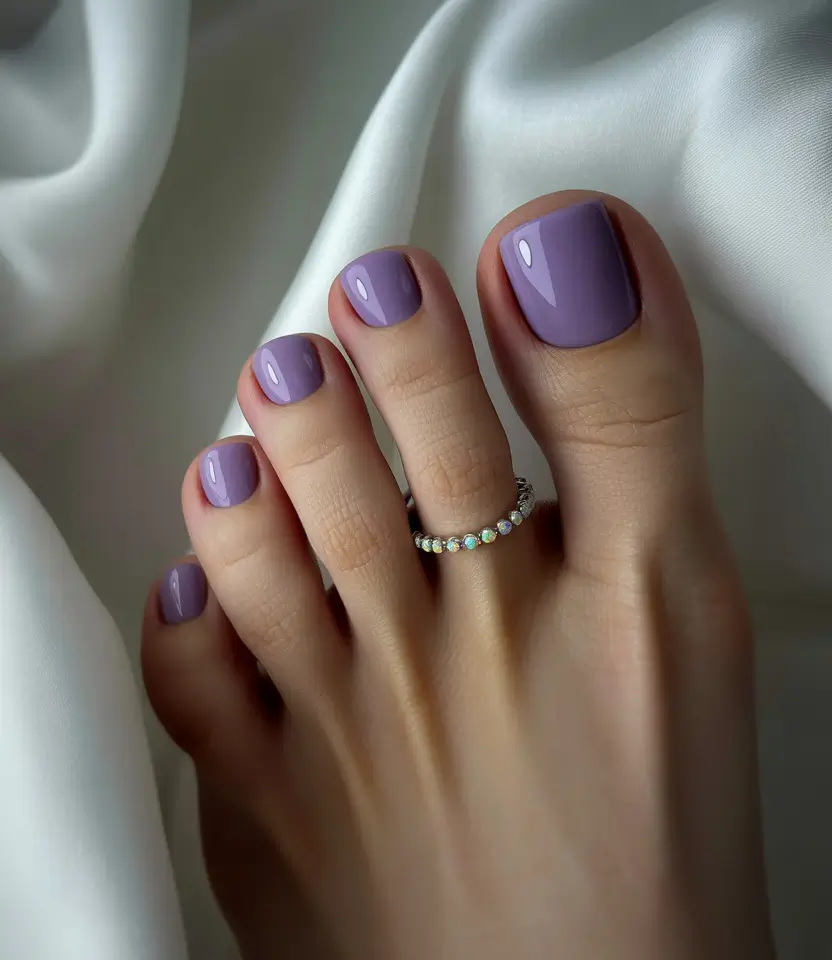 winter nails toes Lavender Frost