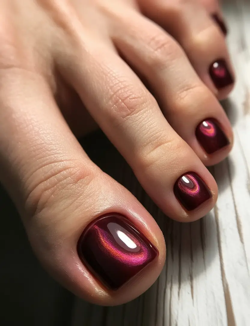 winter nails toes Ruby Reflection
