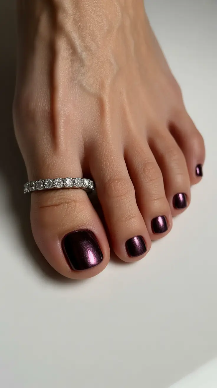 winter nails toes Berry Chrome Glow
