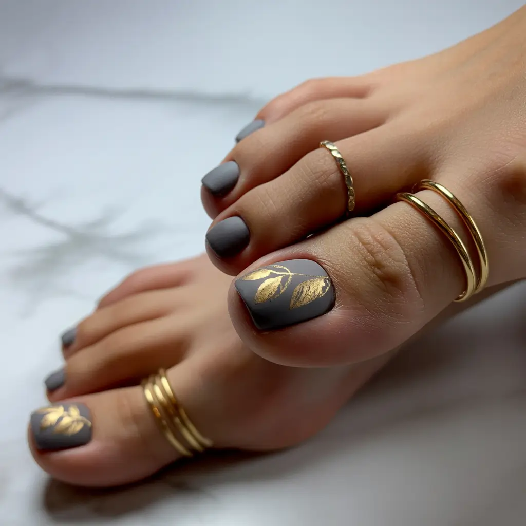winter nails toes Golden Gray Chic