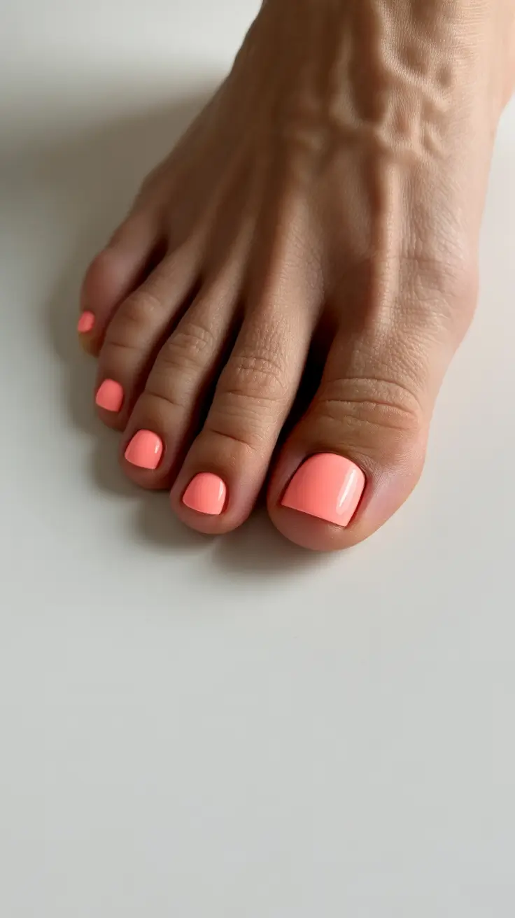 winter nails toes Coral Glow