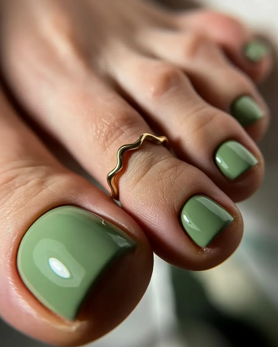 winter nails toes Sage Serenity
