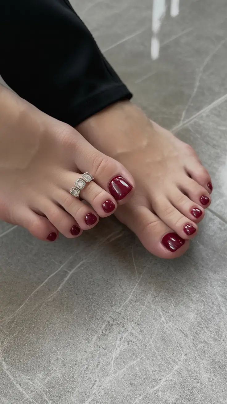 winter nails toes Wine Velvet