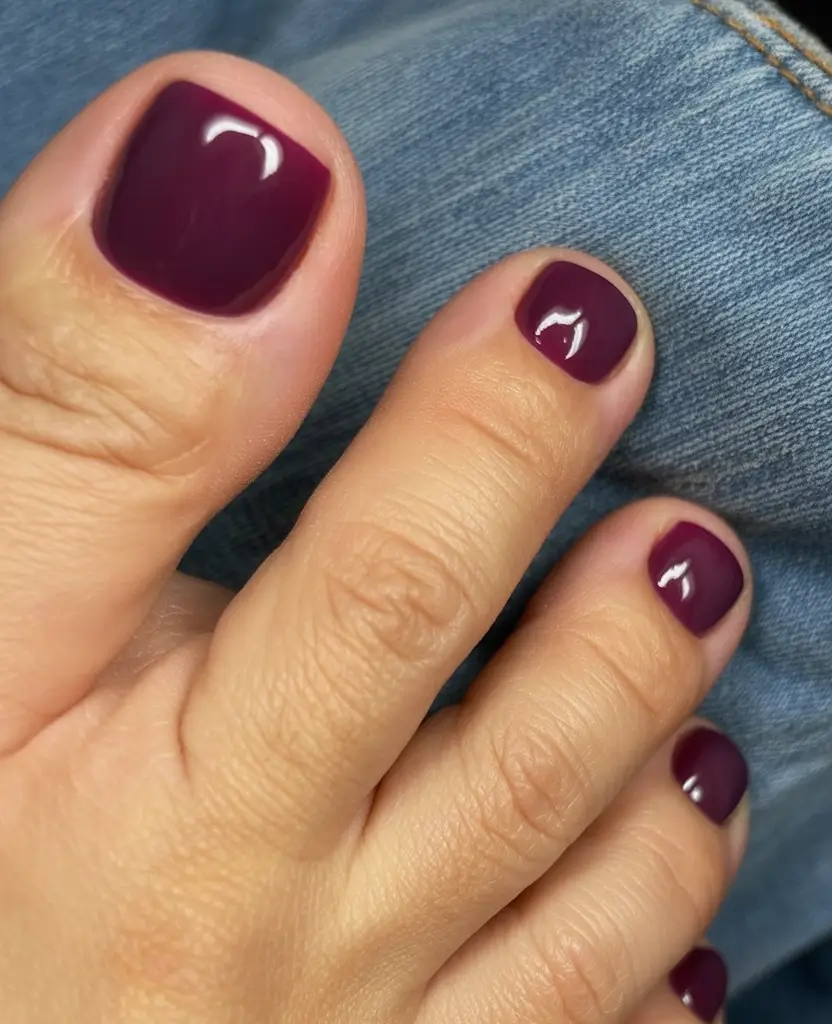 winter nails toes Plum Allure
