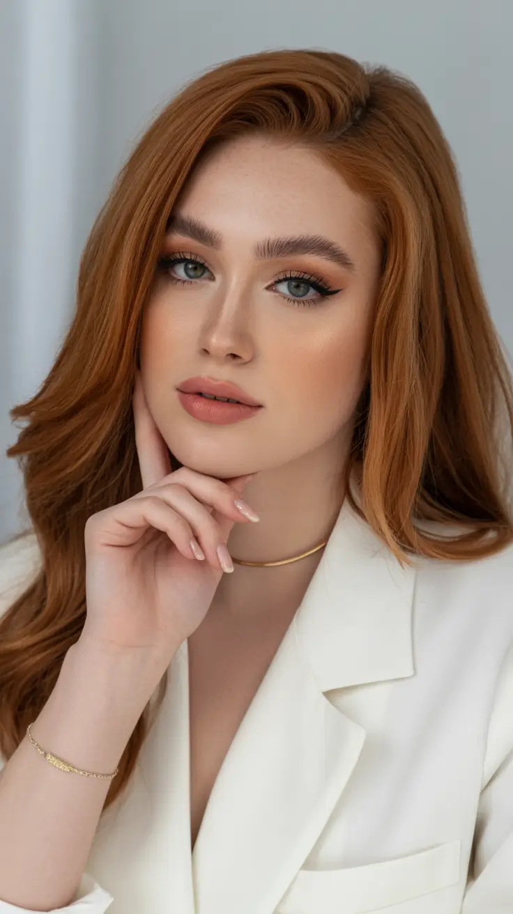 Auburn hair color 2026 Polished Copper Elegance