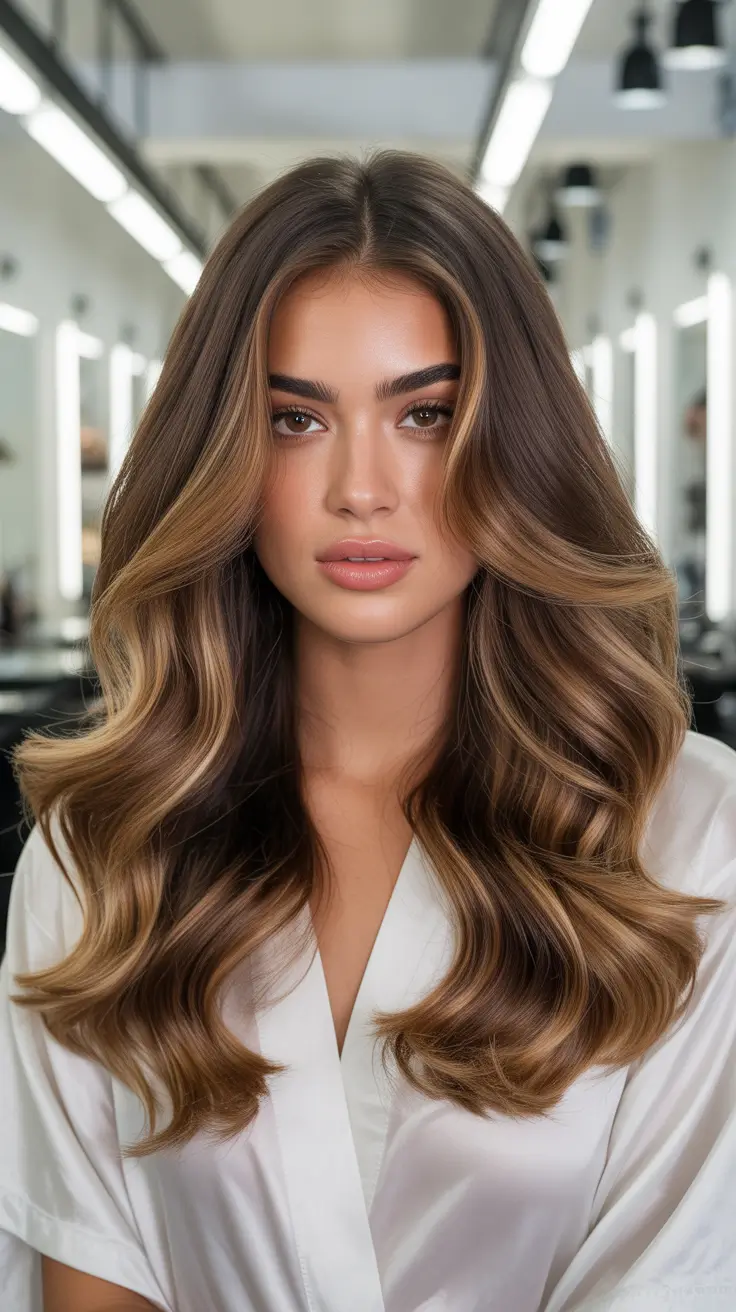 balayage hair color ideas 2026 Mocha Whisper Waves