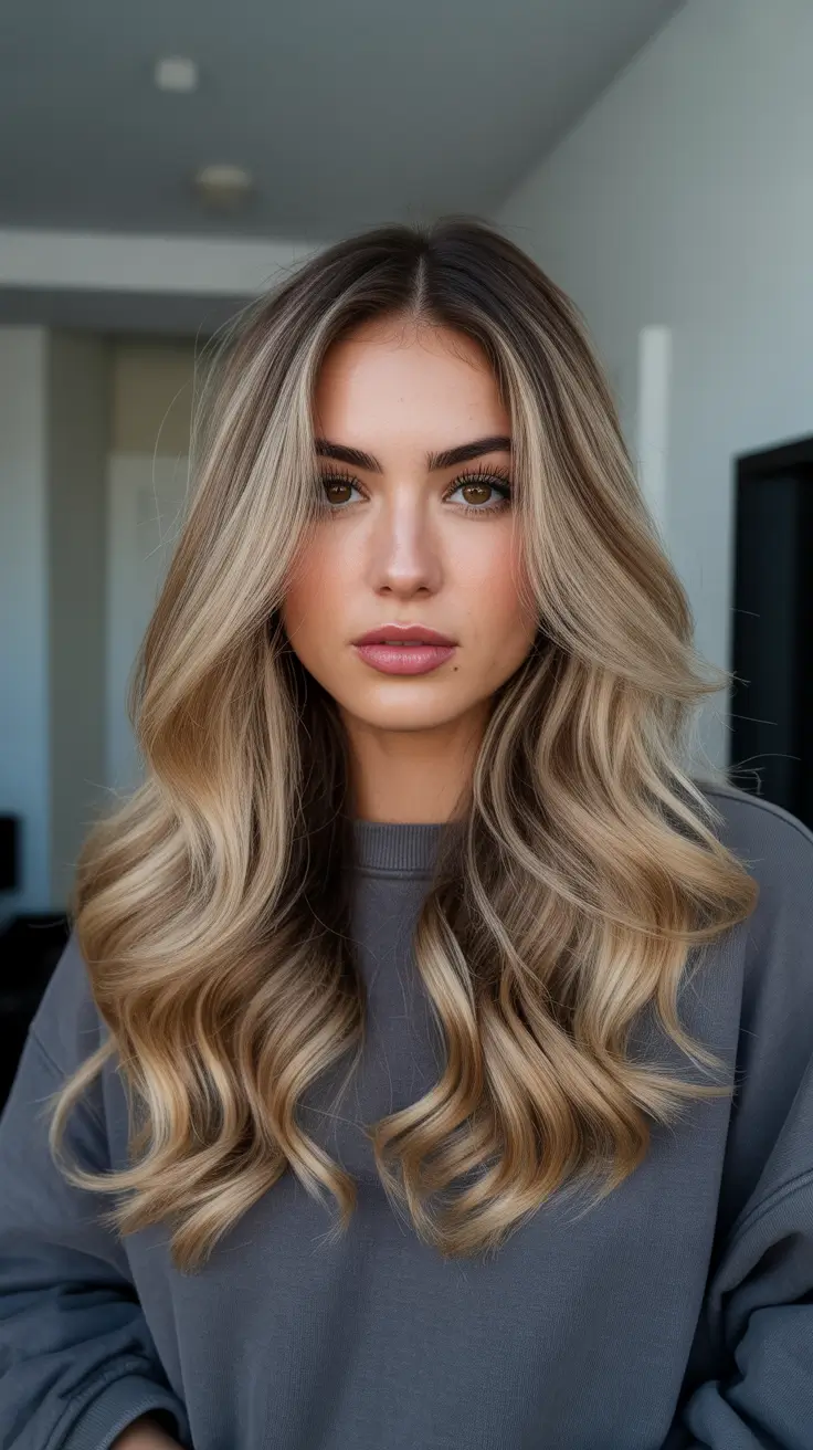 balayage hair color ideas 2026 Champagne Swirl