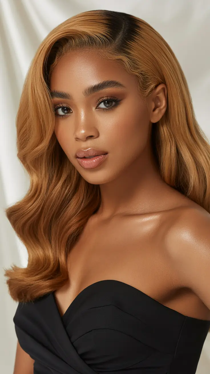 Best hair color for brown skin 2026 Amber Luxe Gloss