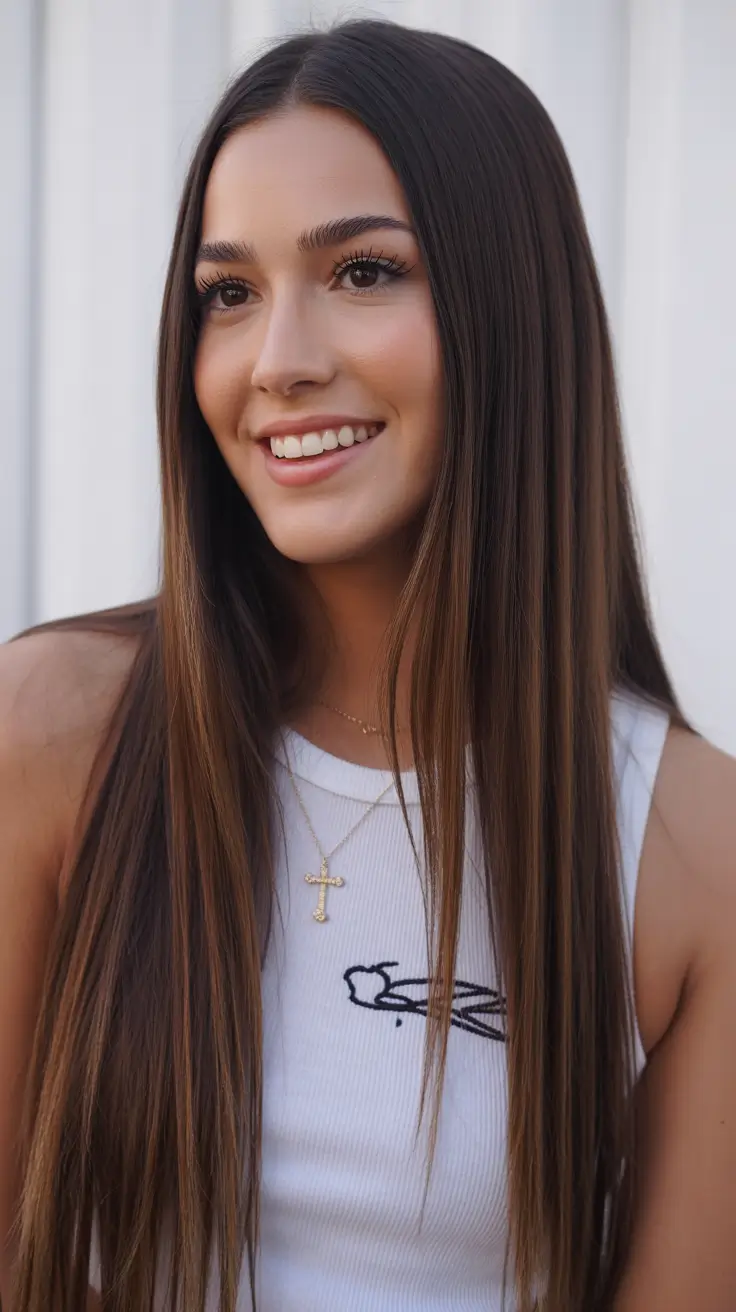 Best hair color for brown skin 2026 Silky Brunette Perfection