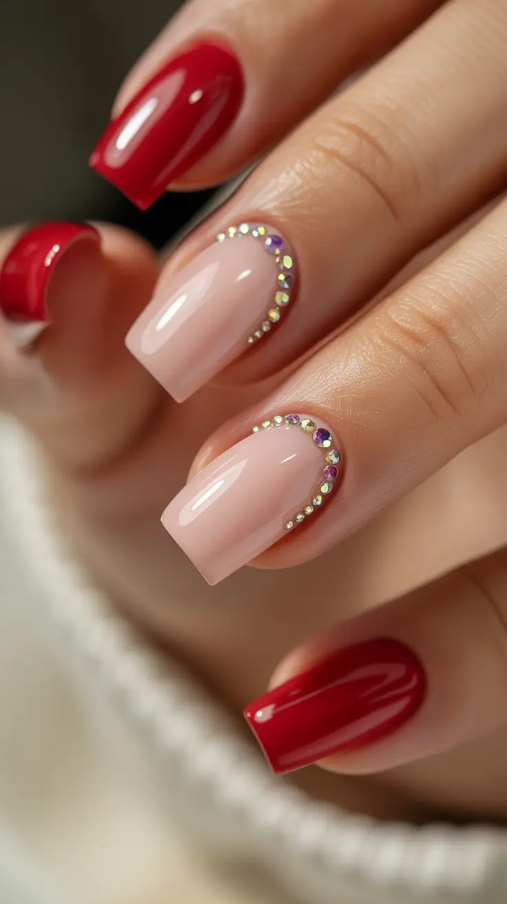 red christmas nails acrylic Crimson and Crystal Grace