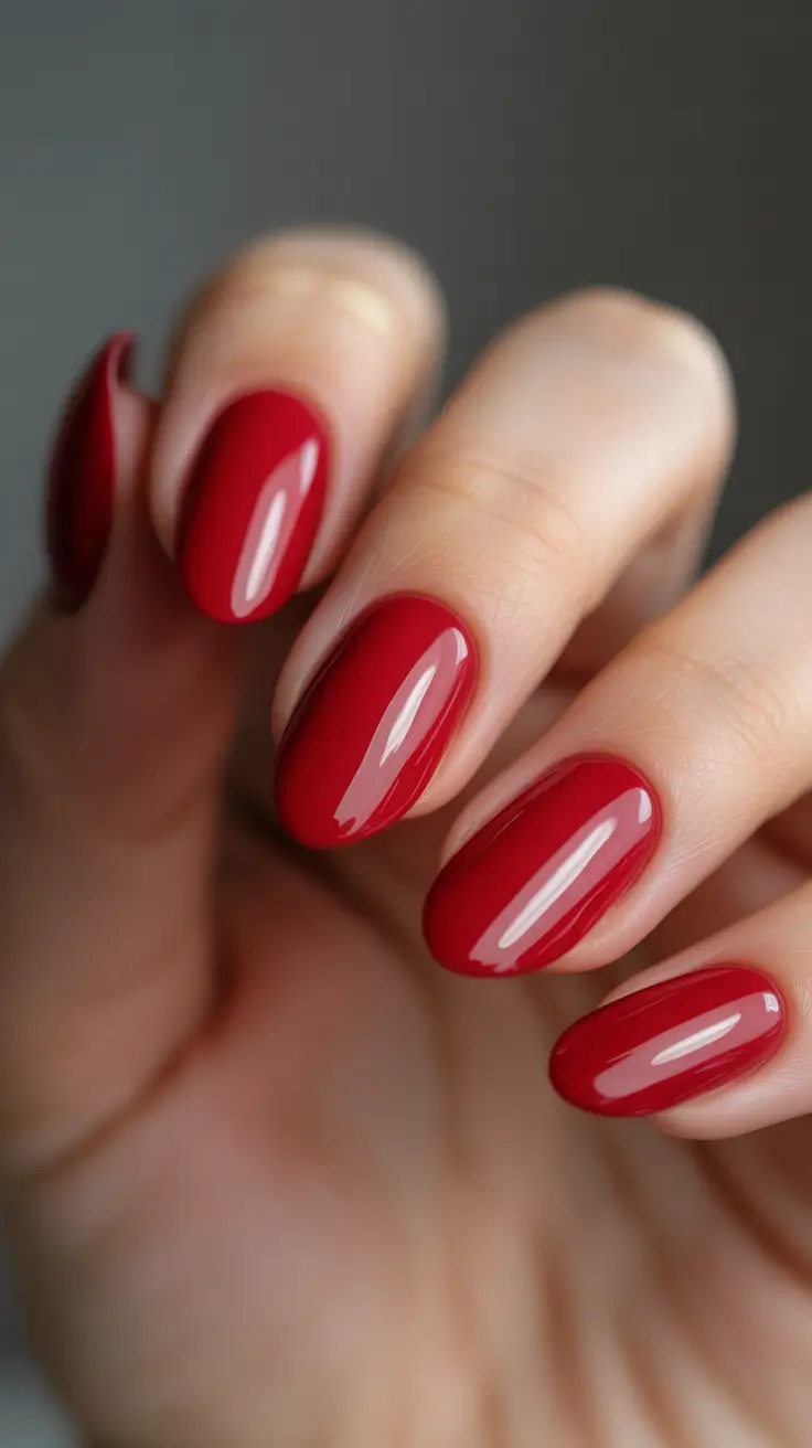 red christmas nails short Velvet Ruby Perfection