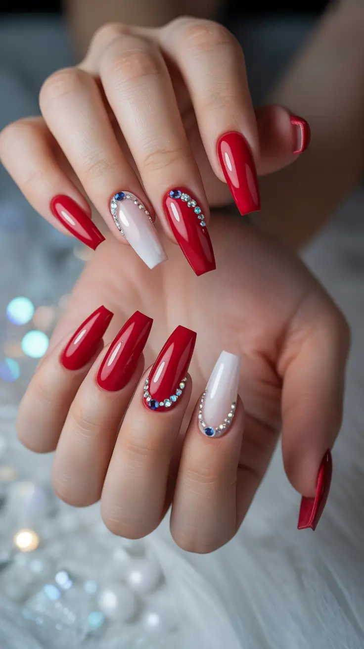 red christmas nails trendy Holiday Jewel Extravaganza