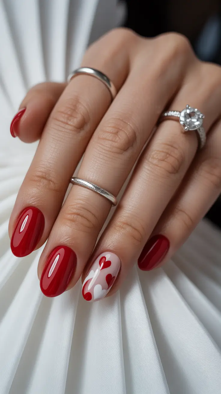 red christmas nails ideas Sweet Cherry Hearts