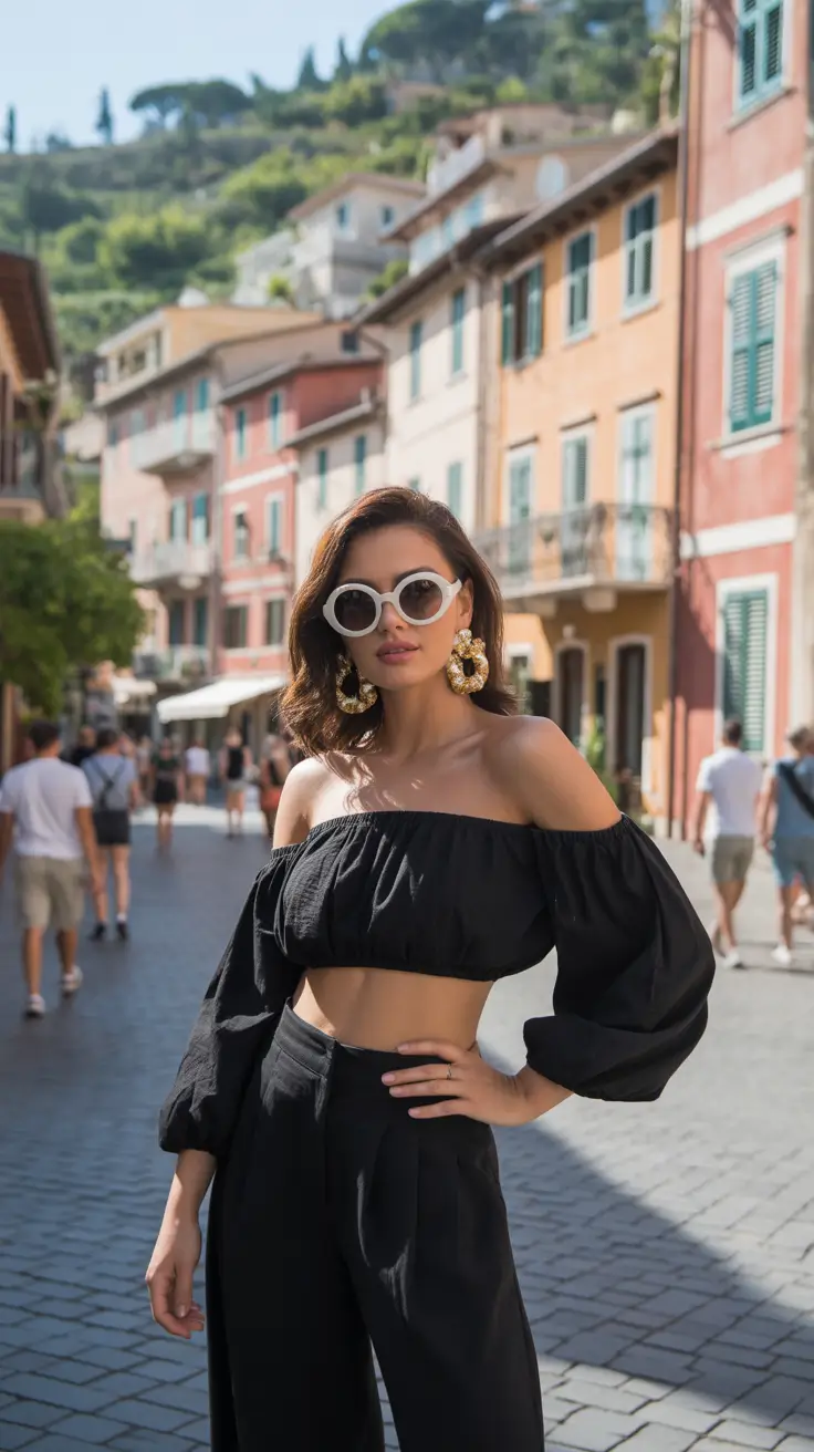 vacation outfits italy Black Riviera Drama