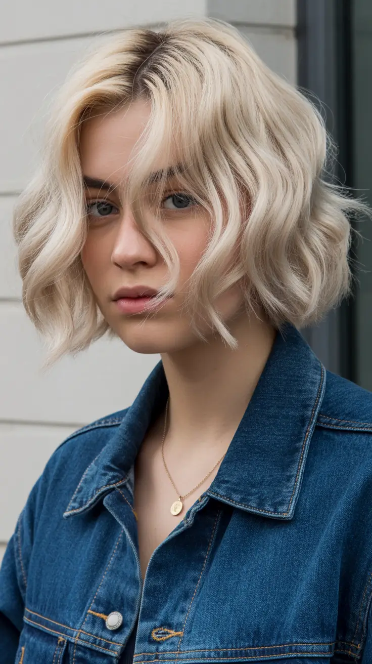 Blonde hair color 2026 - Textured Icy Bob