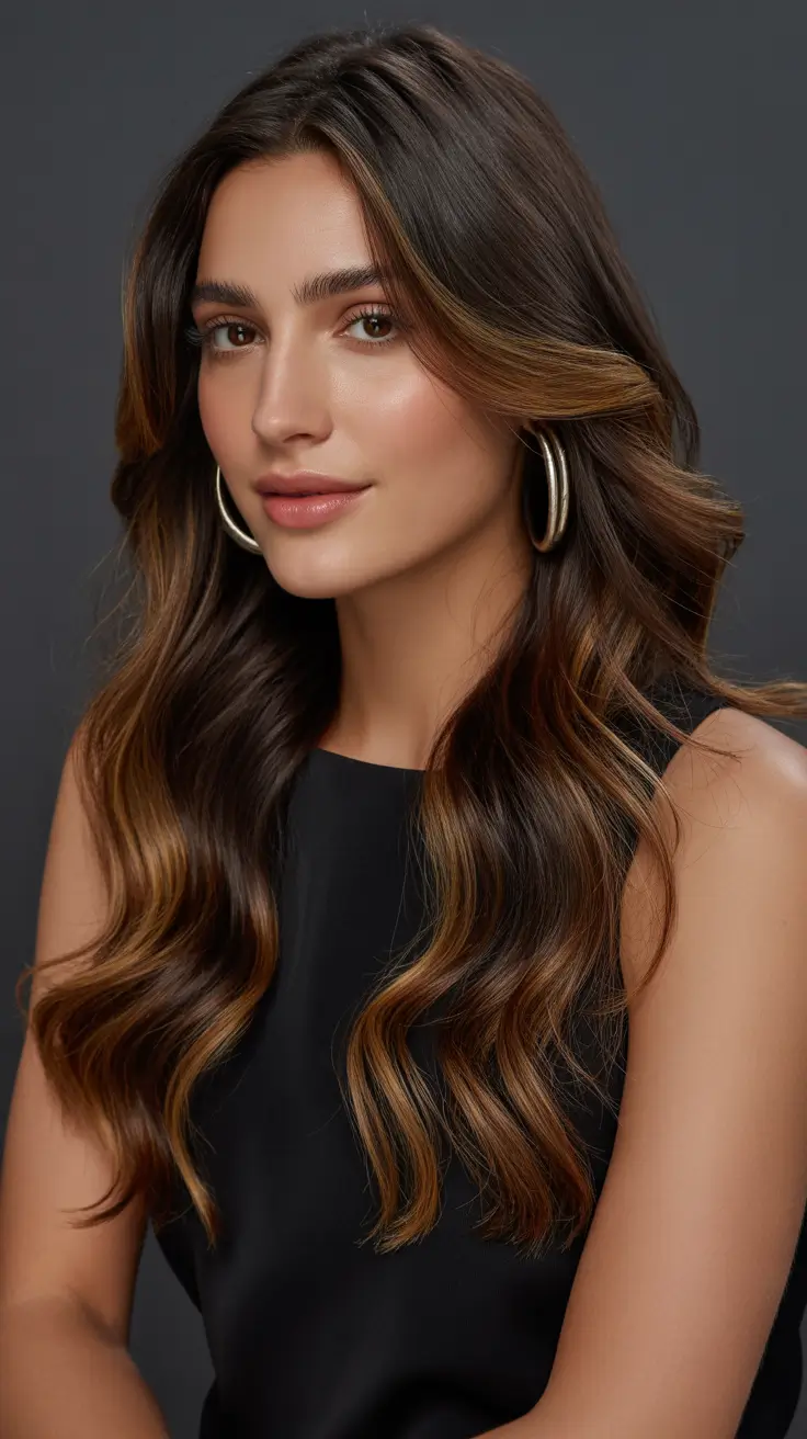 brown hair colors 2026 Warm Honey Brunette