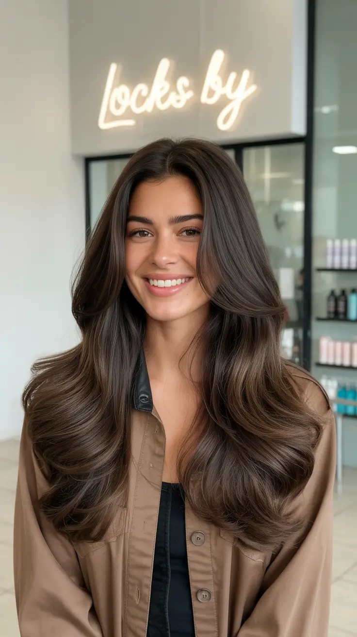 brunette hair color 2026 trends Soft Volume Layers in Neutral Brunette