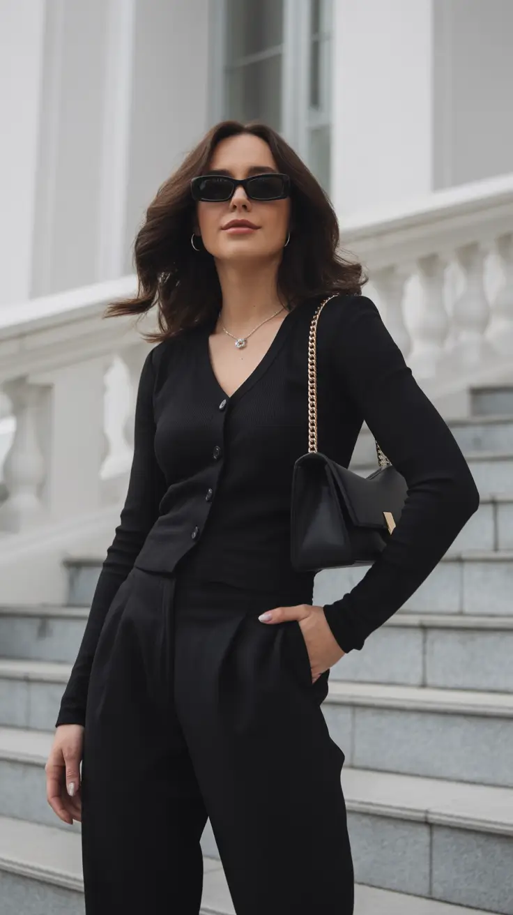 business casual outfits for women Effortless All-Black Confidence