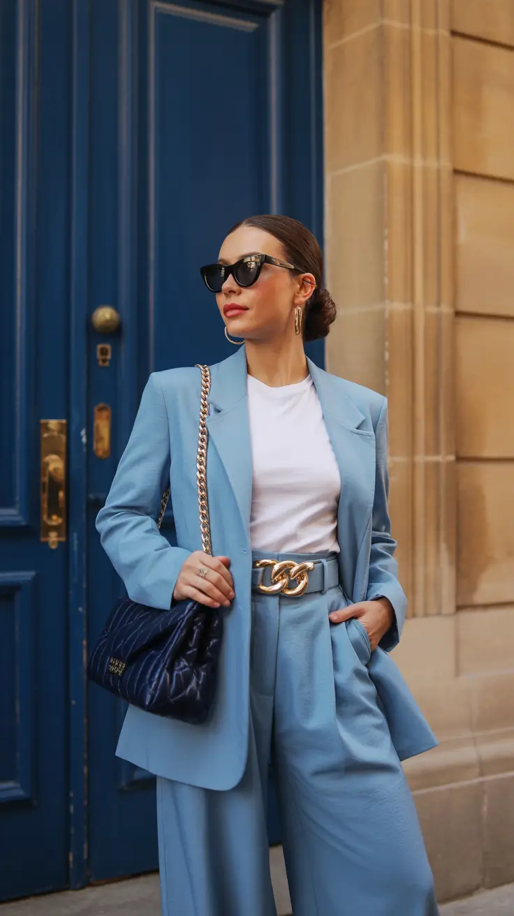 business casual outfits for women Sky Blue Power Play