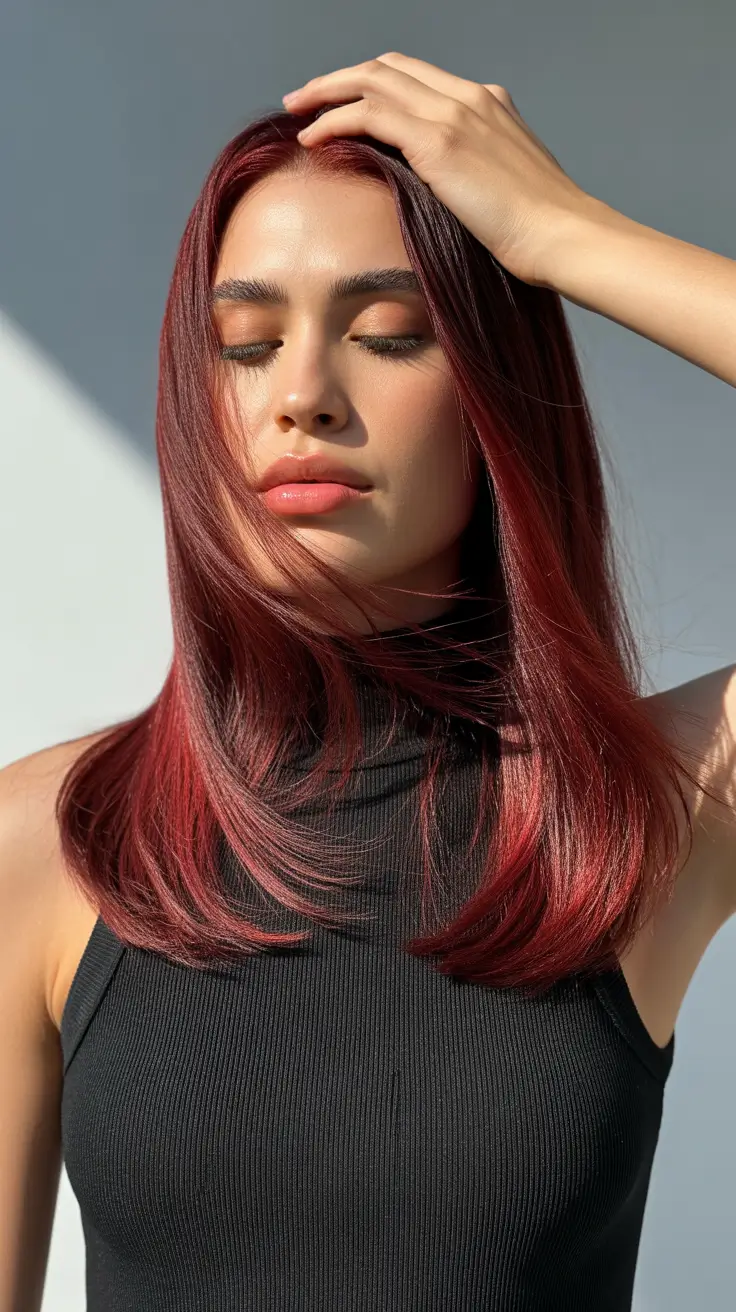 cherry red hair color 2026 Sleek Cherry Shine