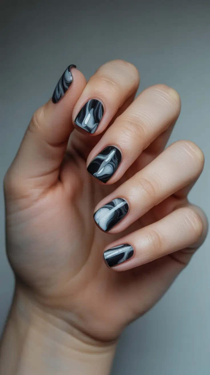 Chic Christmas Nails 2025 Moody Marble Magic