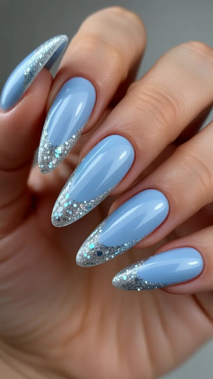 Chic Christmas Nails 2025 Snowy Sky Chic