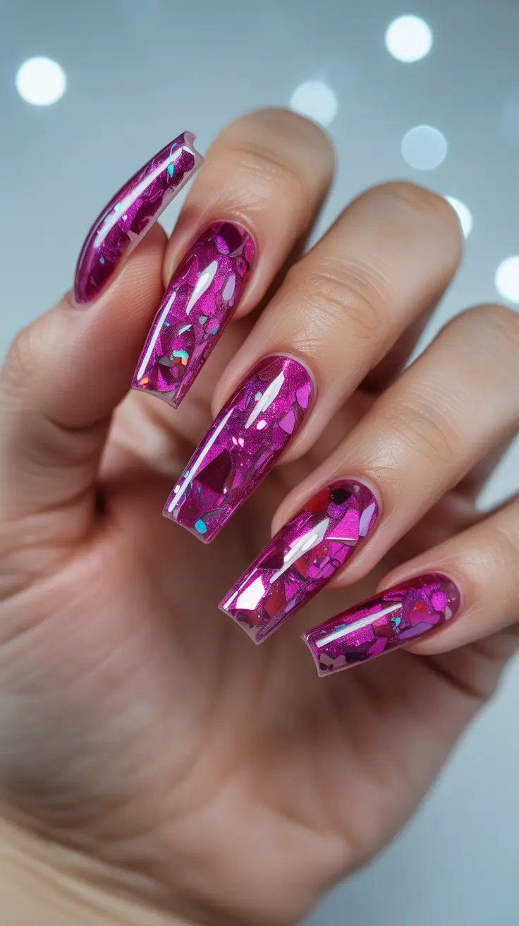 Chic Christmas Nails 2025 Magenta Mirror Fantasy