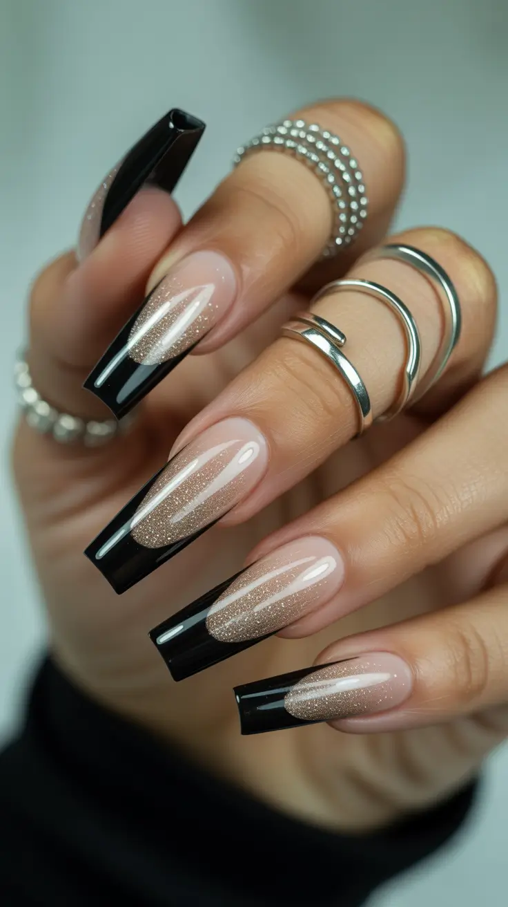 Chic Christmas Nails 2025 Golden Noir Glam