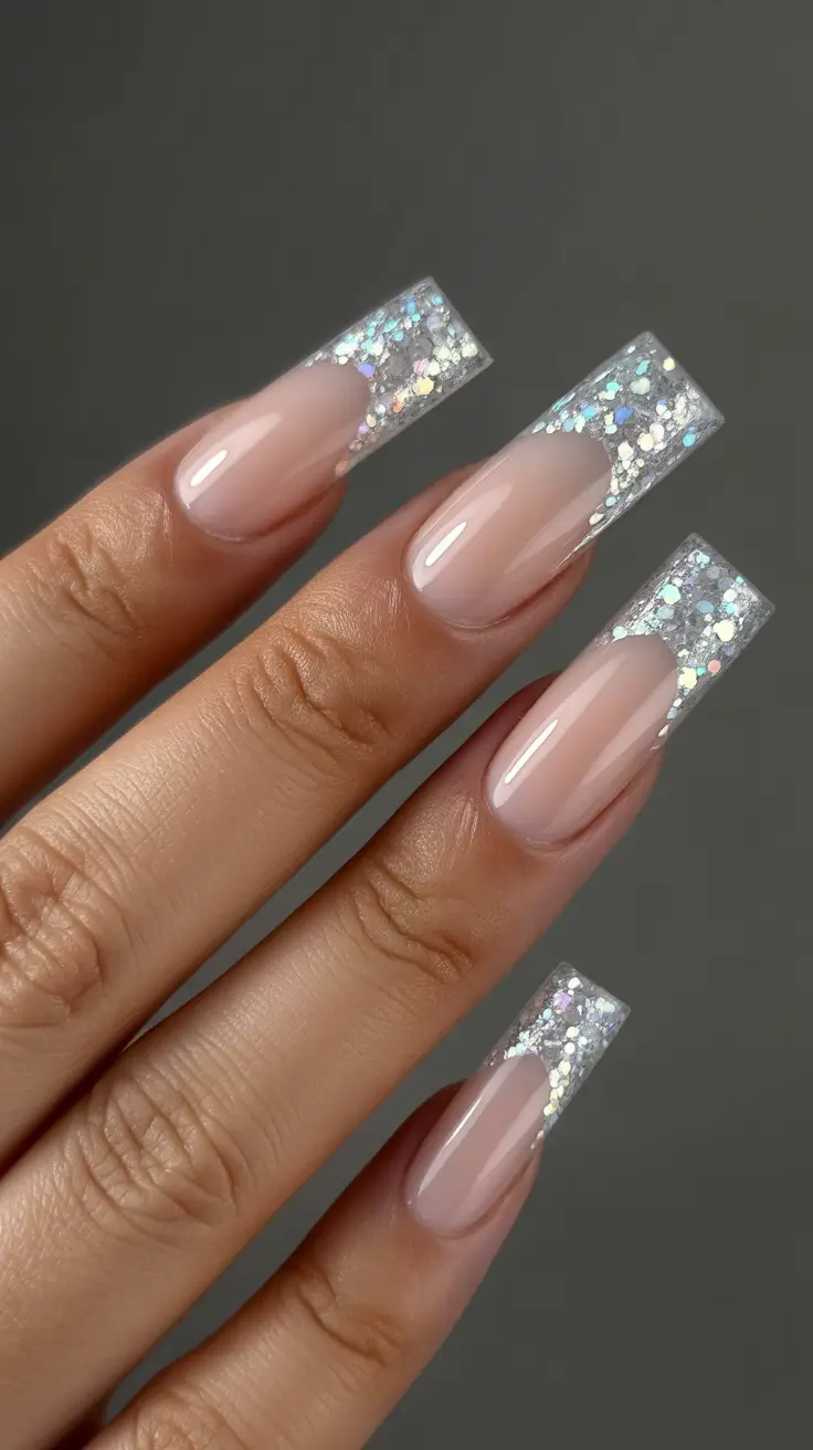 Chic Christmas Nails 2025 Crystal French Spark