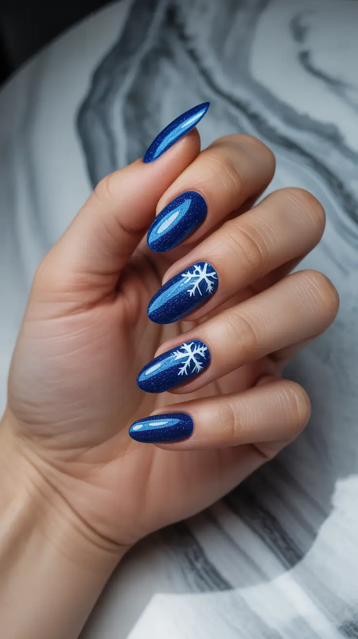 Chic Christmas Nails 2025 Snowflake Spark in Blue