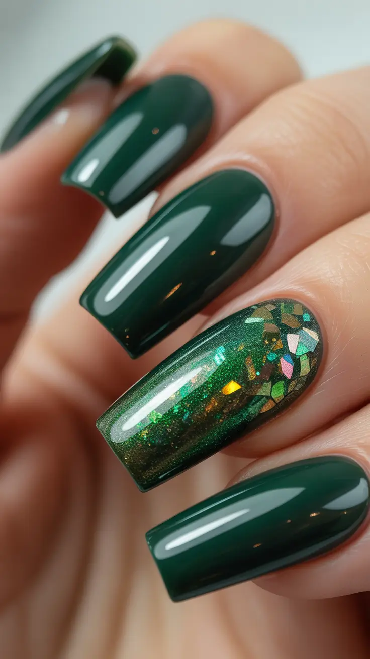 Chic Christmas Nails 2025 Emerald Luxe Shine