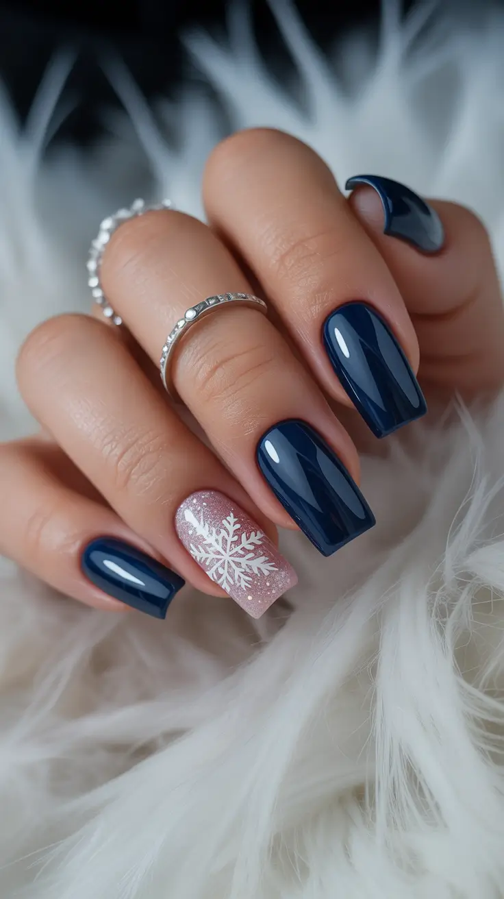 Chic Christmas Nails 2025 Midnight Frost Elegance
