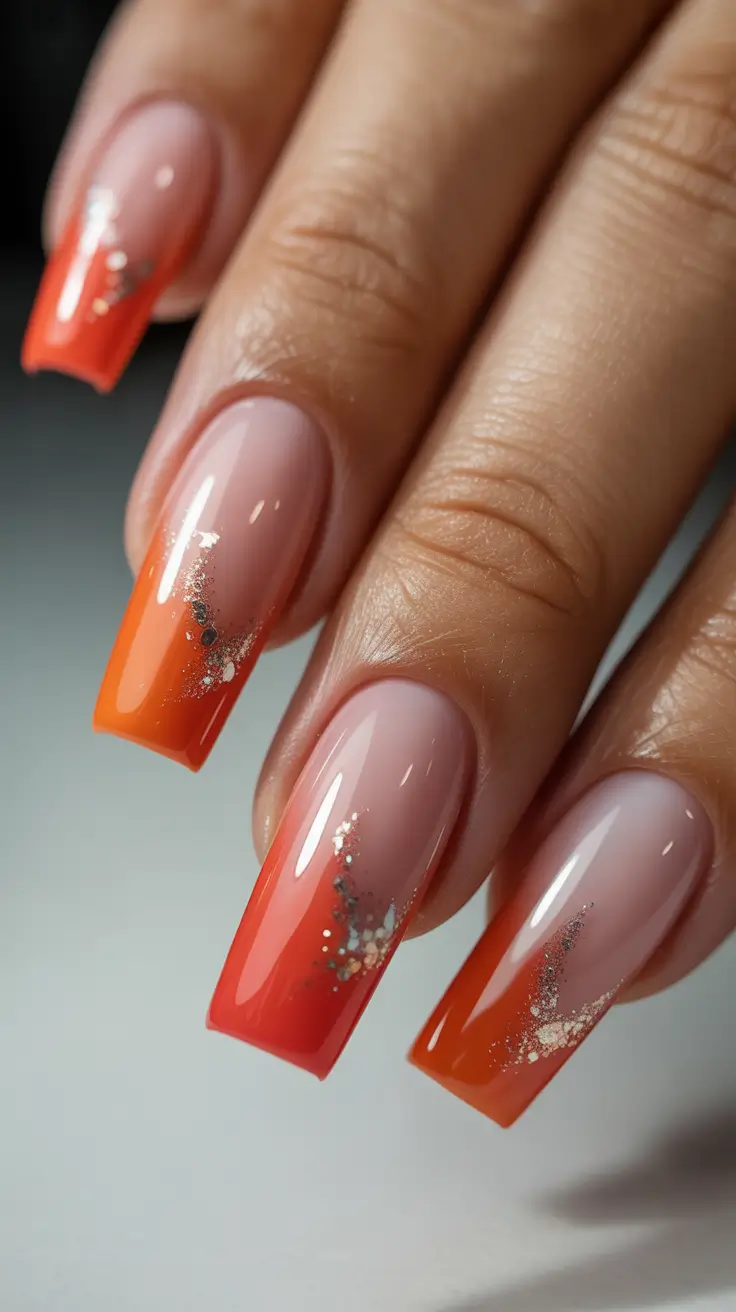 Chic Christmas Nails 2025 Fiery Frost Ombre