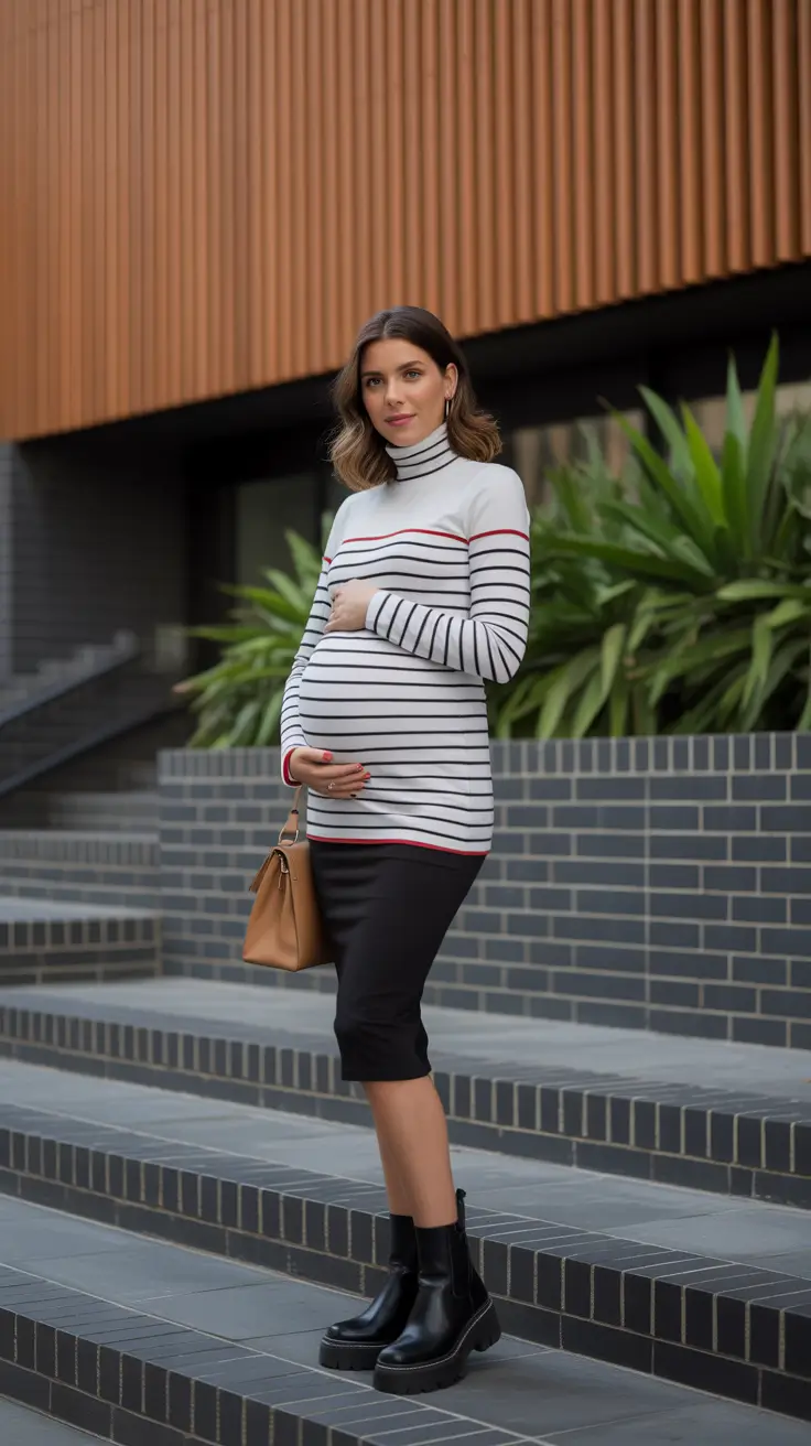 pregnancy outfits autumn Striped Parisian Ease