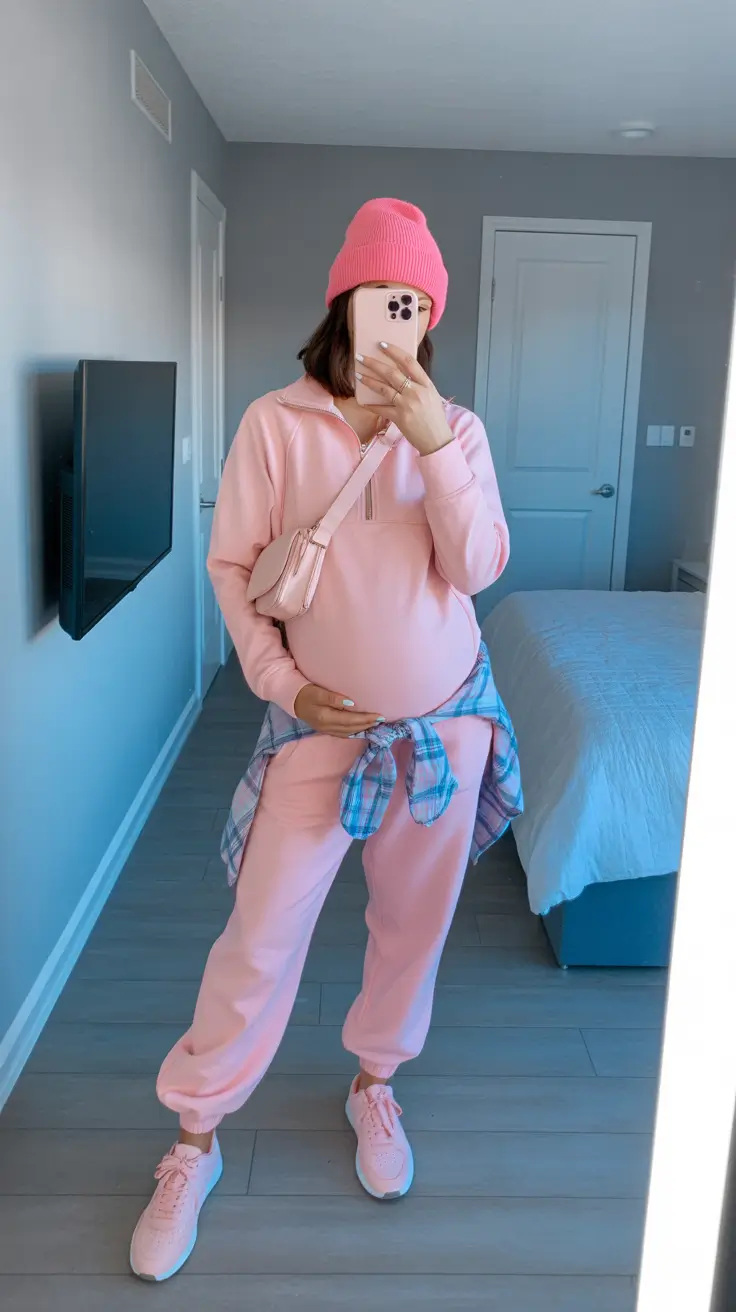 pregnancy outfits spring Playful Pink Streetwear